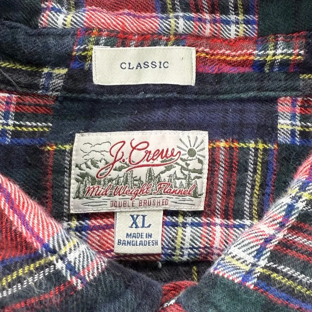J. Crew Flannel Shirt Mens XL Multi Madras Patchwork Cotton Mid Weight Classic